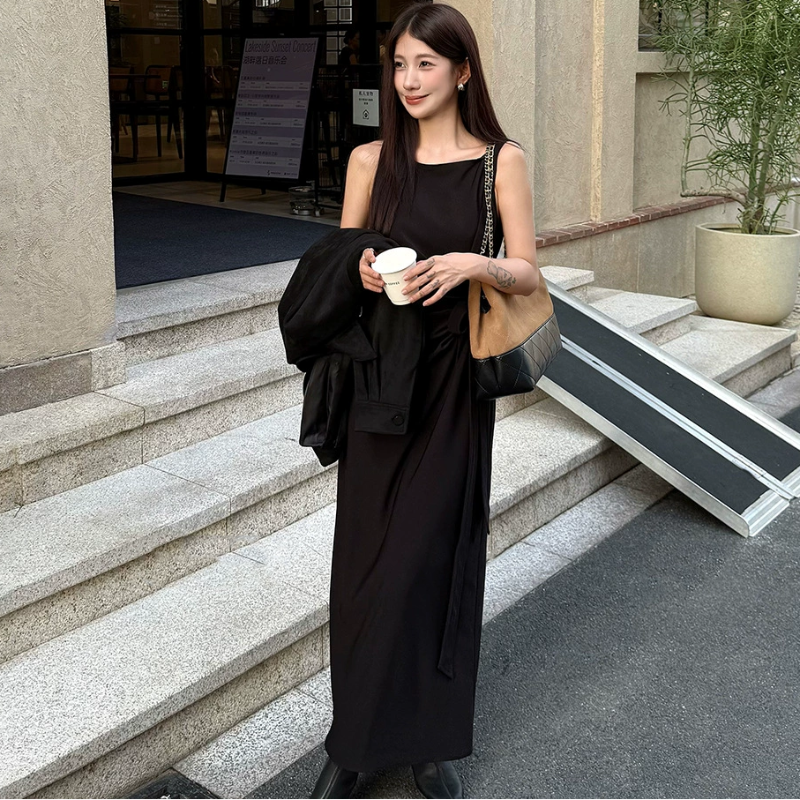 ノースリーブサイドリボンワンピース(2colors)