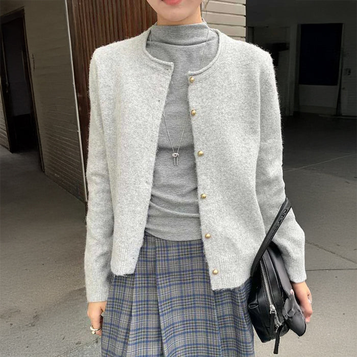 クルーネックベーシックカーディガン(2colors)