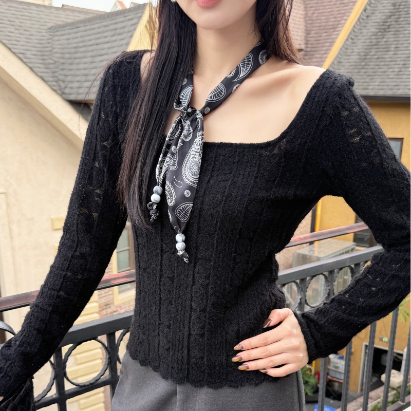 スクエアカラーニットトップス(3colors)