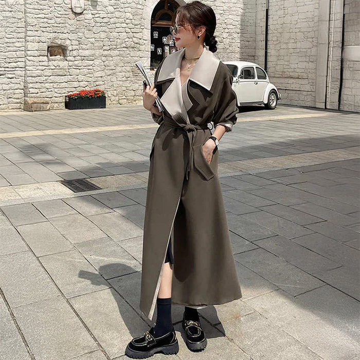 バイカラーレイヤード風ガウンチェスターコート