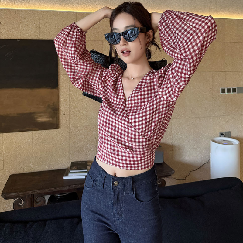 カシュクールチェックブラウス(３colors)