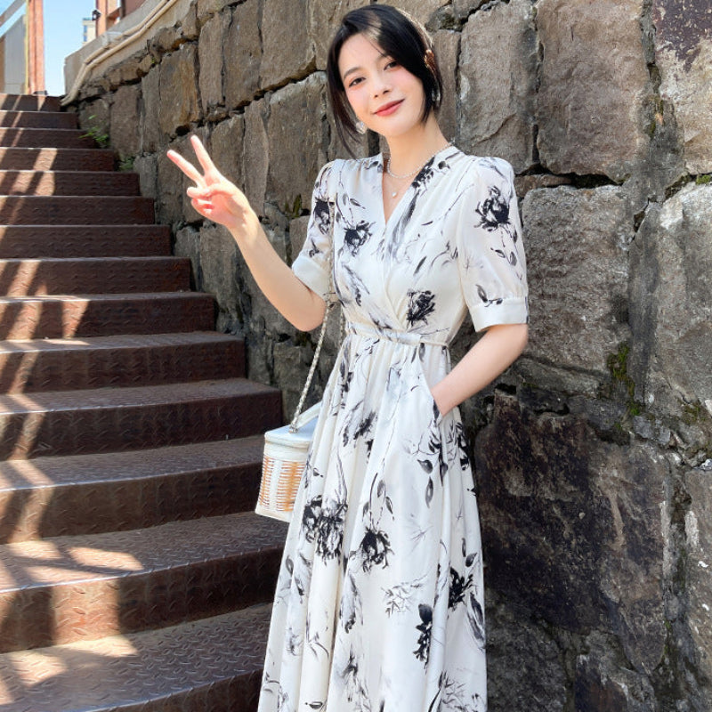 フローラルカシュクールワンピース