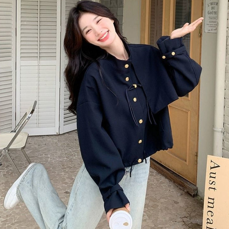 トレンチデザインネイビージャケット