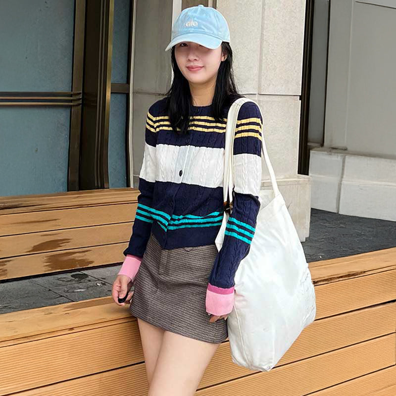 ボーダーケーブルカーディガン(2colors)