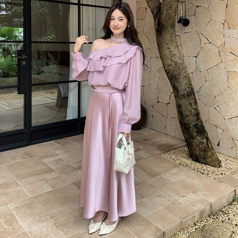 ワンショルダーフリルカラーブラウス(3colors)