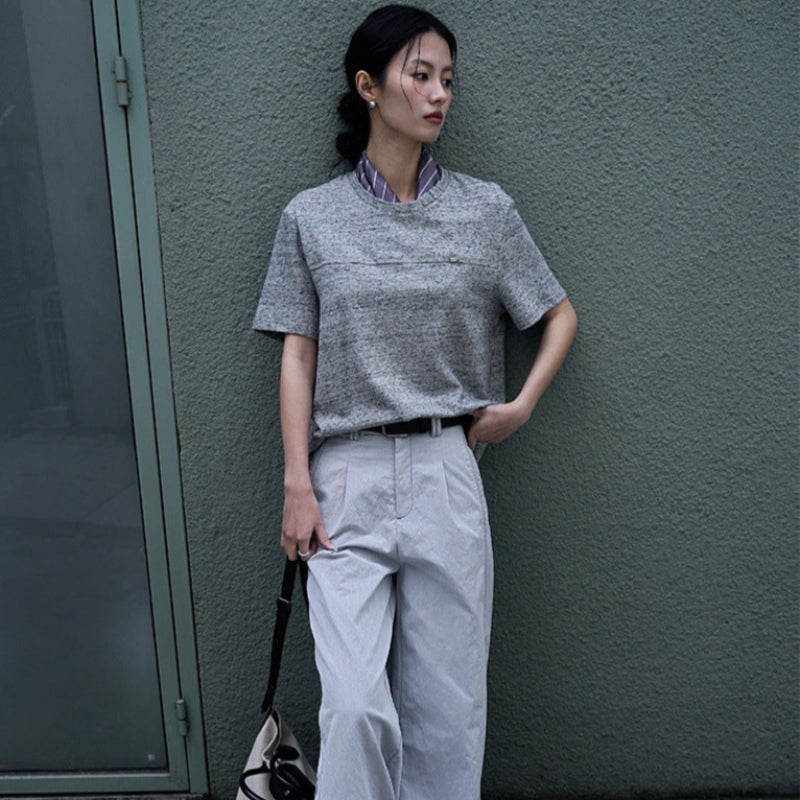 スカーフ付きカラーデザインTシャツ (3colors)