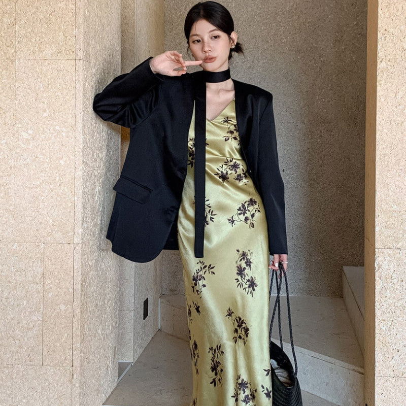 ノーカラーワンボタンモードジャケット(2colors)