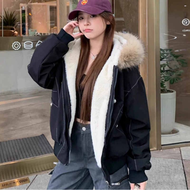 裏ボア付きフードファーブルゾン(2colors)