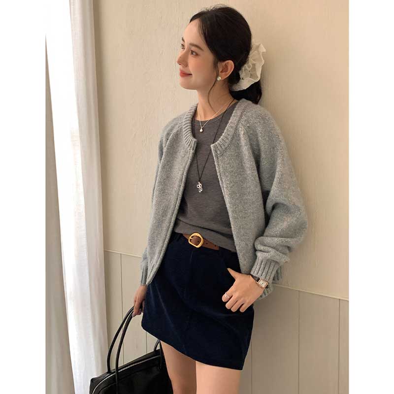 ラウンドネックニットカーディガン(4colors)