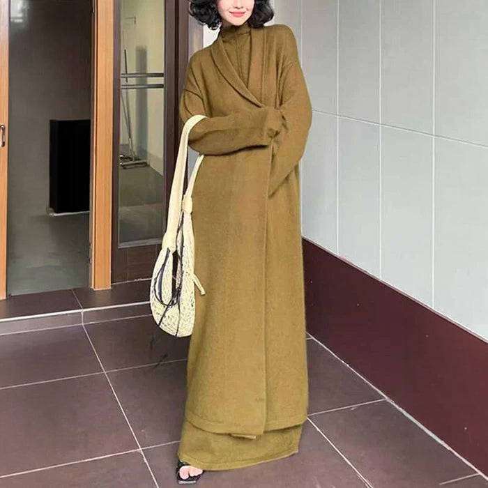 ロングカーディガン×ノースリーブマキシワンピース(8colors)