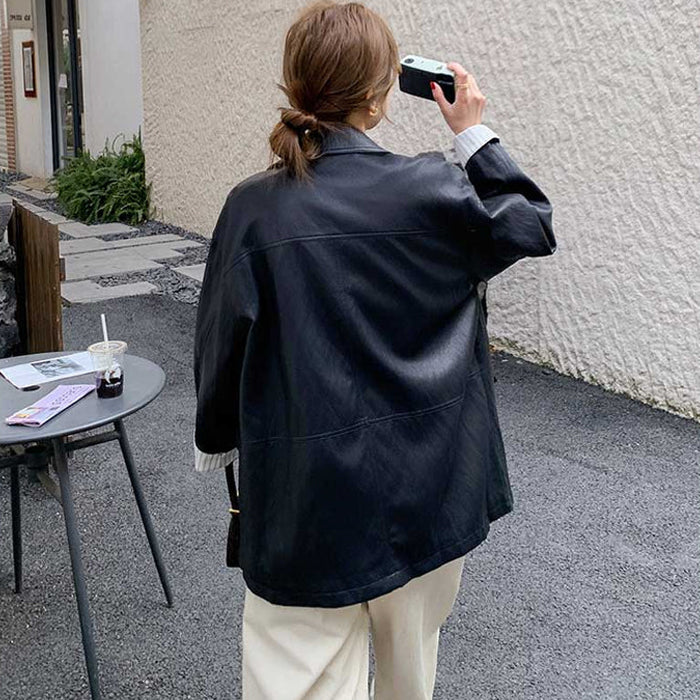 ストライプカフスレザージャケット