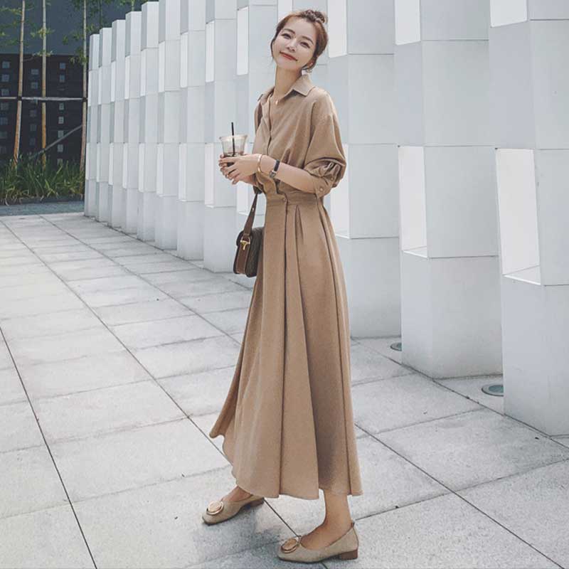 ウエストシェイプフレアワンピース(2colors)