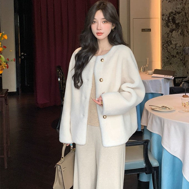 ゴールドボタンウールショートコート(2colors)