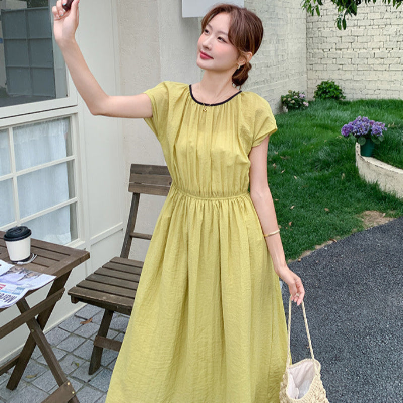 パフスリーブシャーリングワンピース