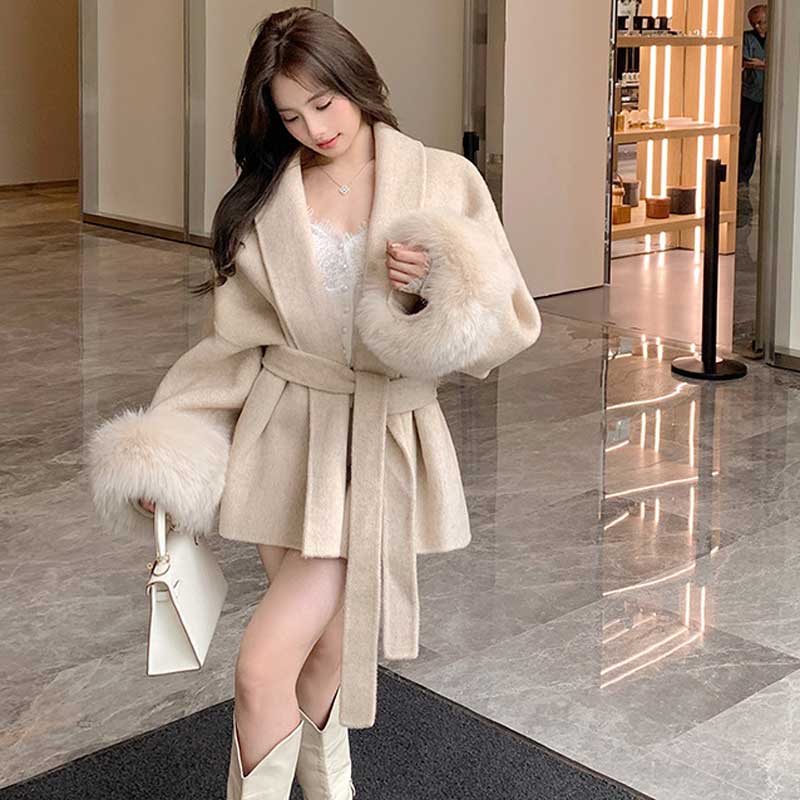 ファーカフスローブコート(2colors)