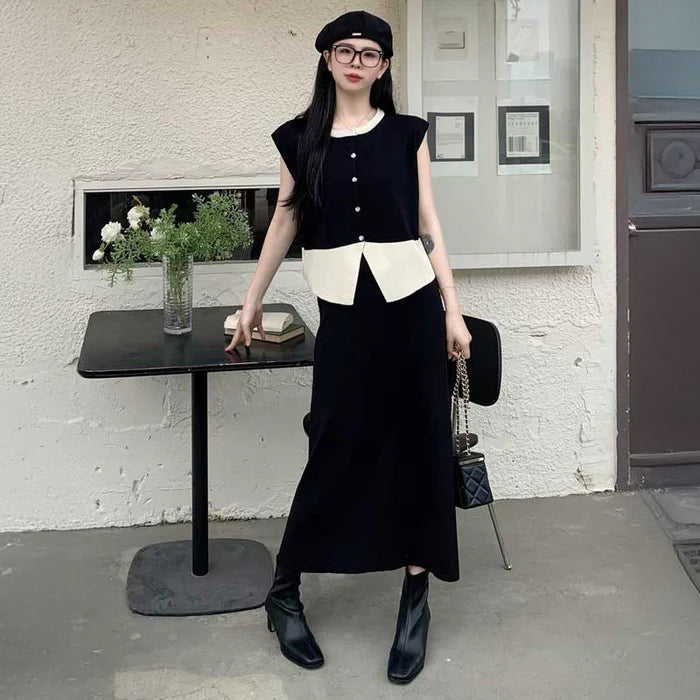 バイカラートップス×ナロースカート(4colors)