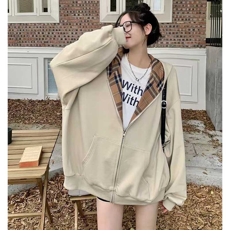 フード裏チェックパーカー(2colors)