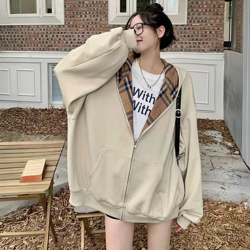 フード裏チェックパーカー(2colors)