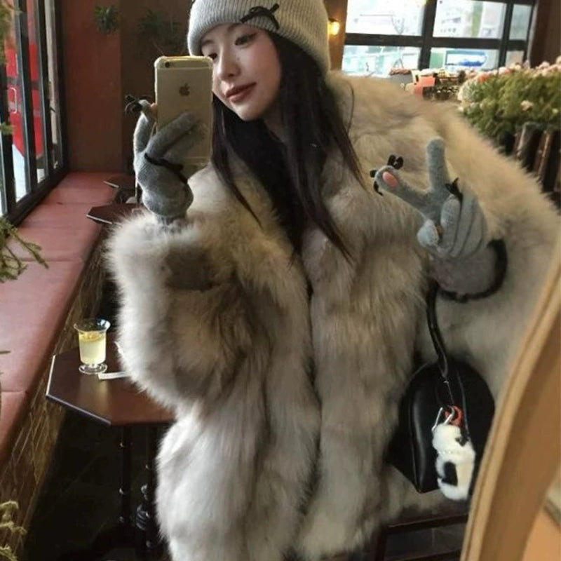 ミストグレーフェイクファーコート