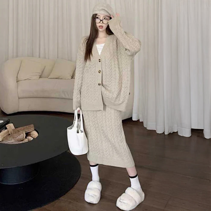 ケーブルルーズニットセットアップ(2colors)