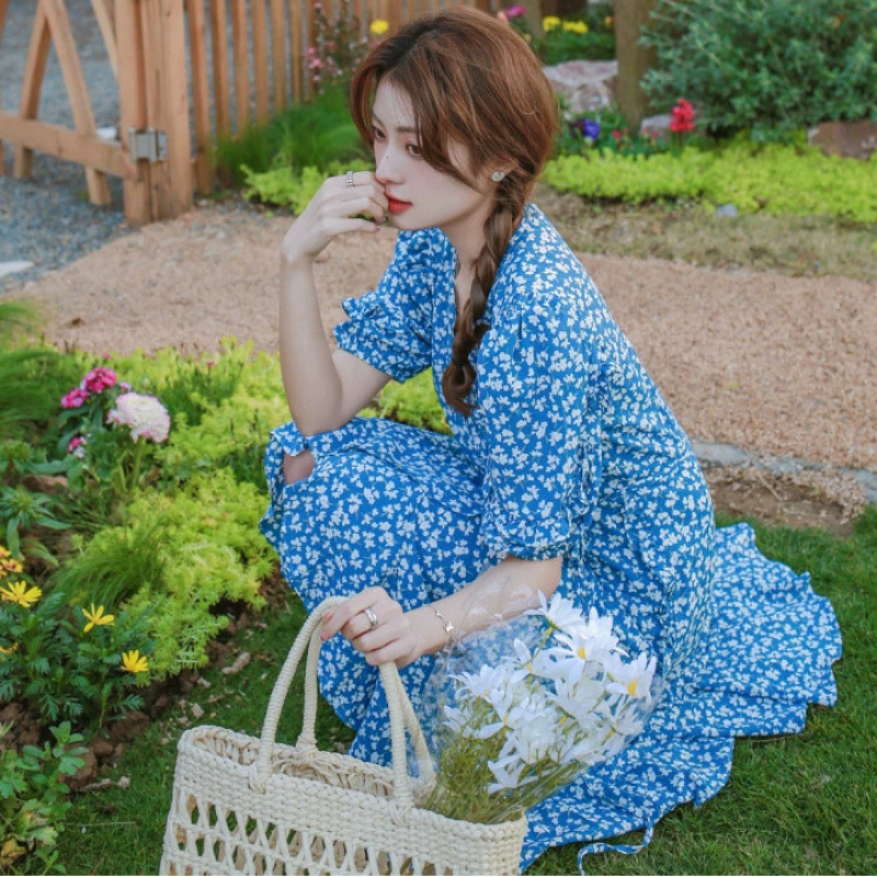 小花柄カシュクールワンピース