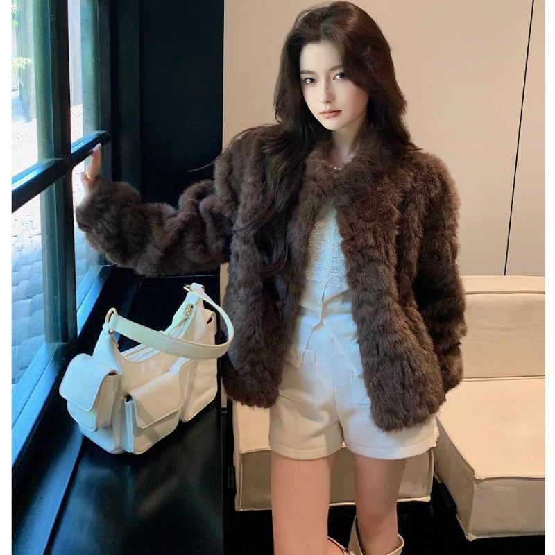 フェイクミンクスタンドカラージャケット(3colors)