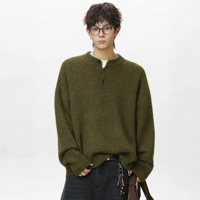 ハーフボタンボリュームニット(4colors)