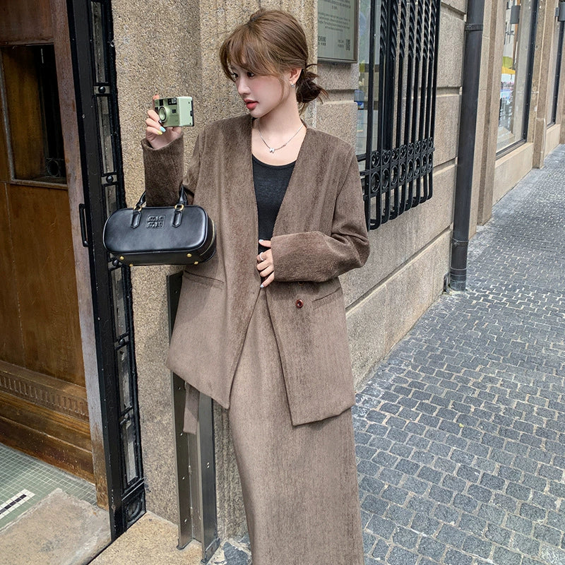 スカートスーツセットアップ(2colors)