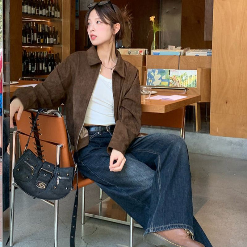 ブラウンフェイクスエードジャケット