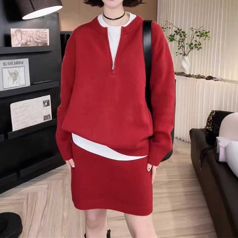 ハーフジップニットセットアップ(3colors)