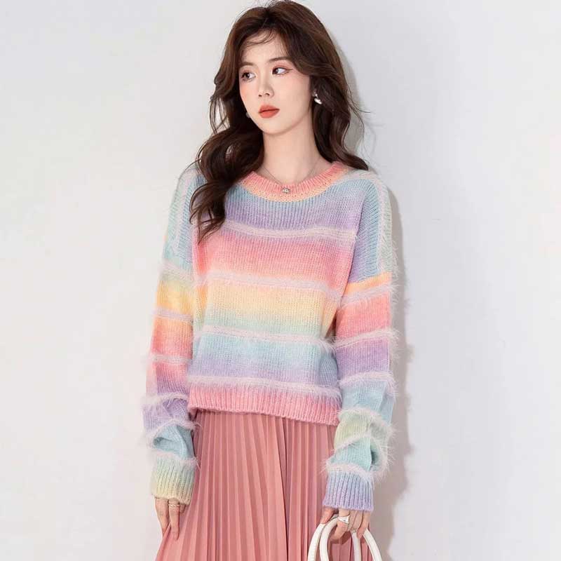 グラデーションボーダーシャギーニット(4colors)