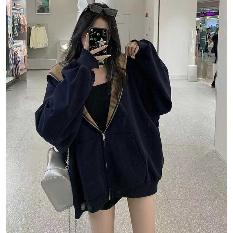 フード裏チェックパーカー(2colors)