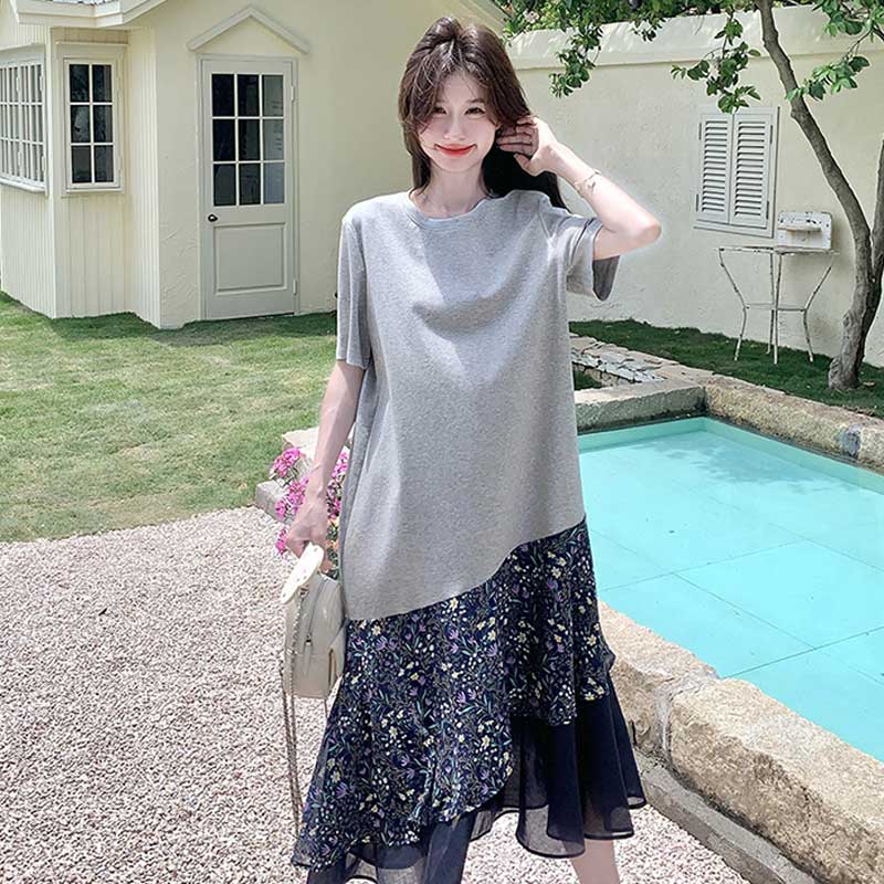 アシンメトリーパッチワークワンピース