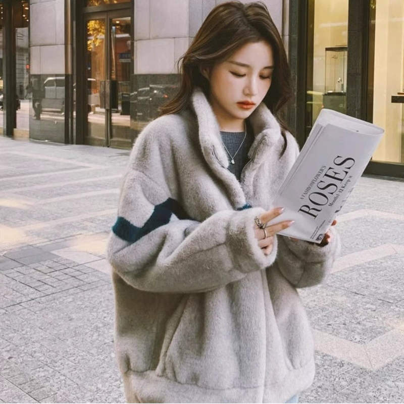 ラインデザインフリースジャケット