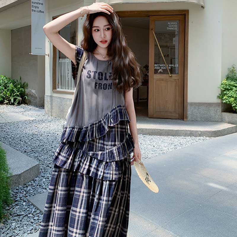 フリル付きロゴTシャツワンピース