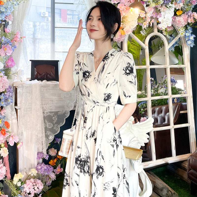 フローラルカシュクールワンピース