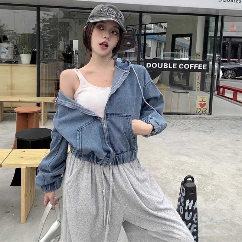 クロップド丈デニムパーカー(2colors)