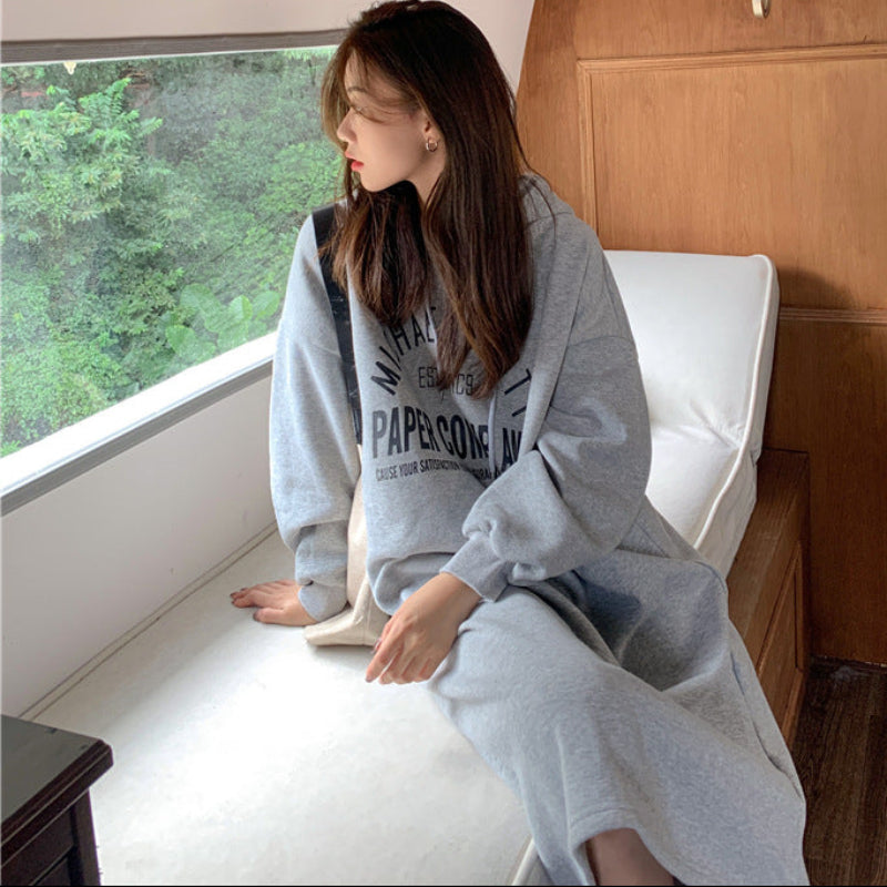 ビッグロゴパーカーワンピース(3colors) (黒・濃灰・薄灰) 秋/冬/春