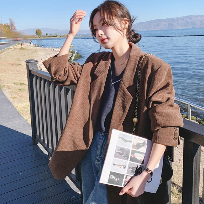 コーデュロイブラウンジャケット