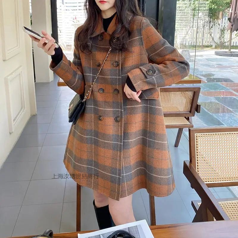 Aラインクラシカルチェックコート