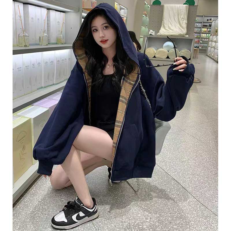 フード裏チェックパーカー(2colors)