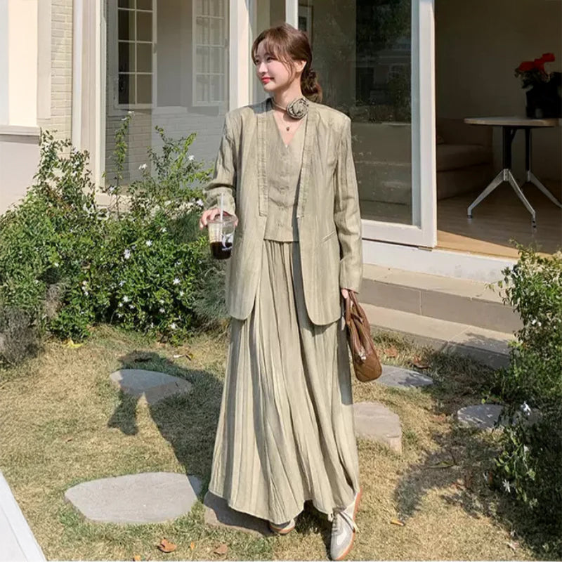 スマッジカラースリーピーススカートスーツ