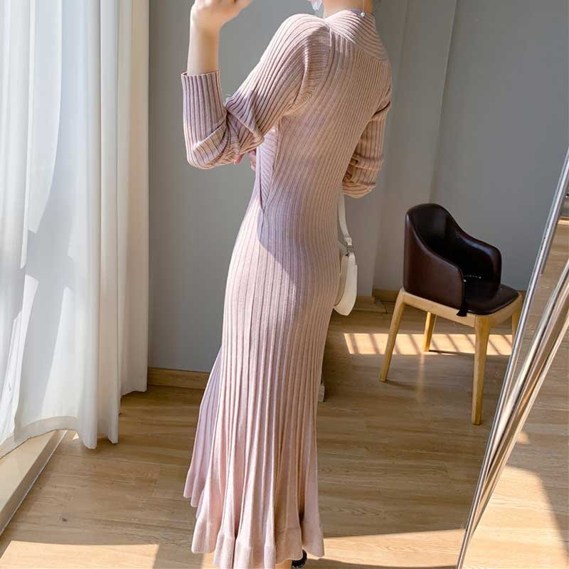 ツイストリブニットワンピース(4colors)