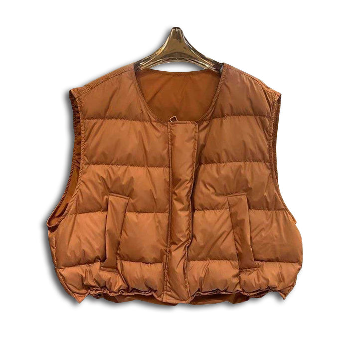 ノーカラーショート丈ダウンベスト(3colors)