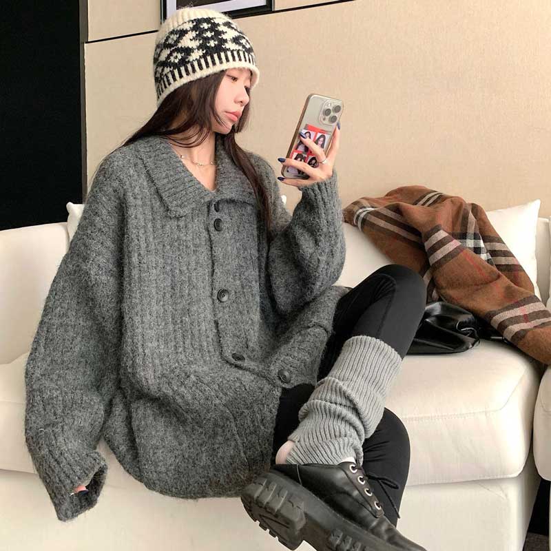 スタンドカラーチャンキーカーディガン(2colors)