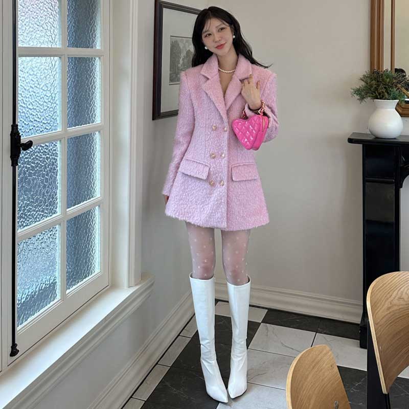 テーラードツイードワンピースコート(2colors)