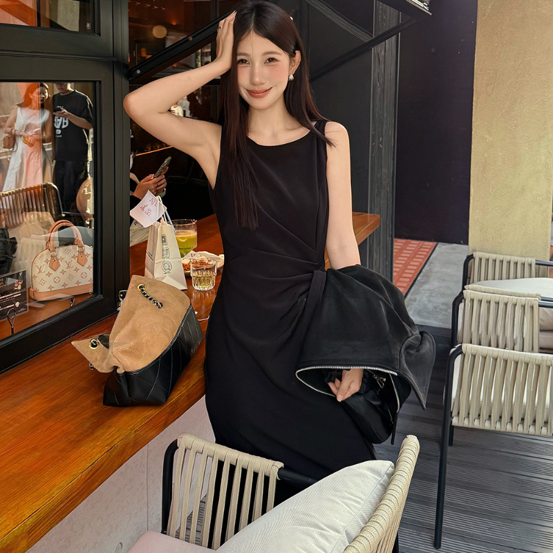 ノースリーブサイドリボンワンピース(2colors)