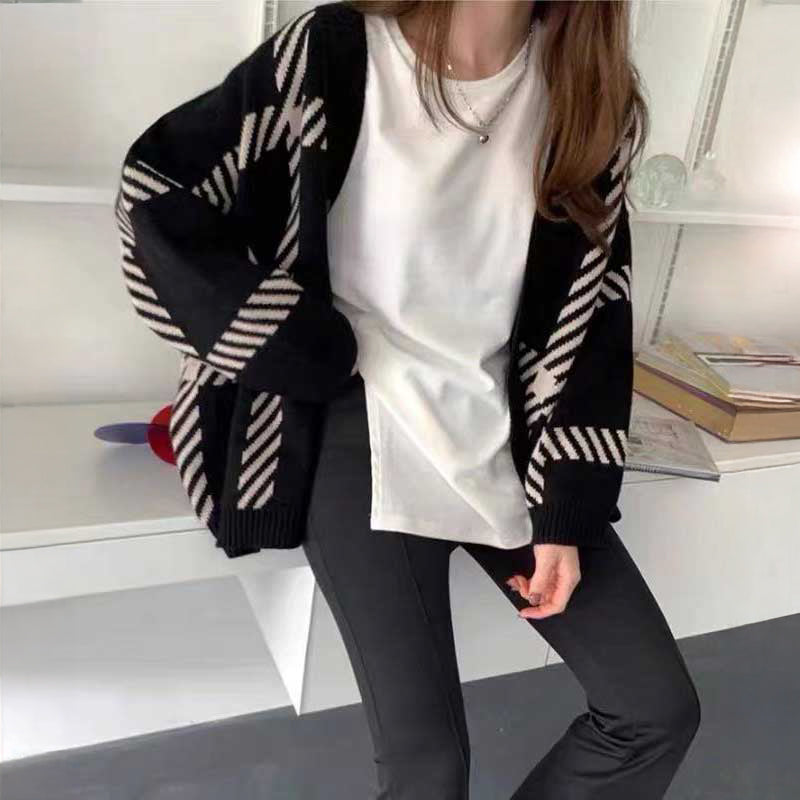 ラインVネックルーズカーディガン(2colors)