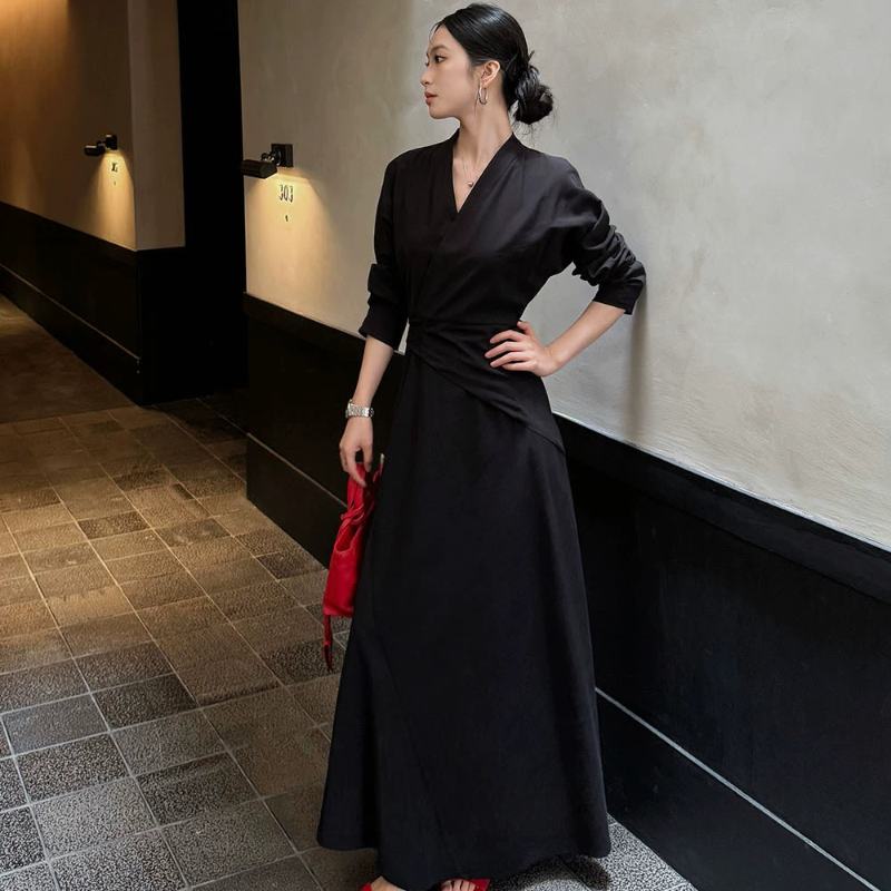 カシュクールバックリボンワンピース(2colors)