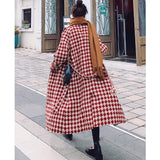レイヤード風ダイヤチェックロングコート